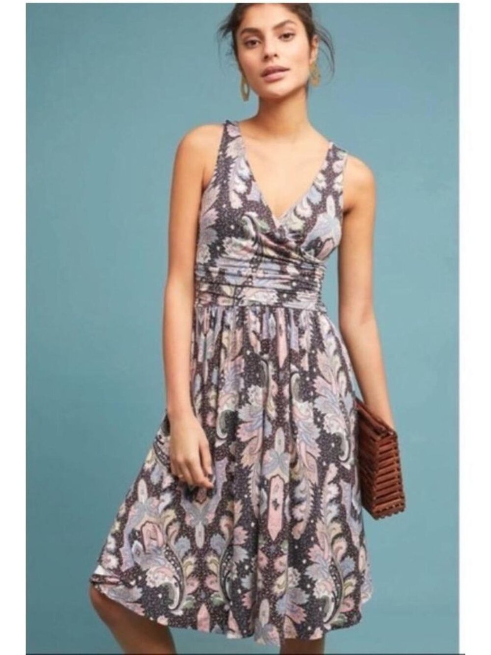 XS Maeve Leslie Midi Dress Paisley Sleeeveless